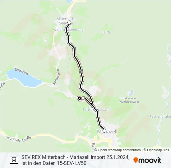SEV REX56 Bus Line Map
