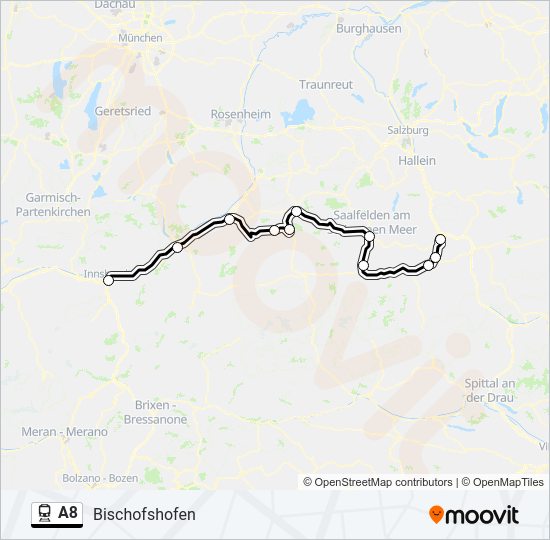 Bahnlinie A8 Karte