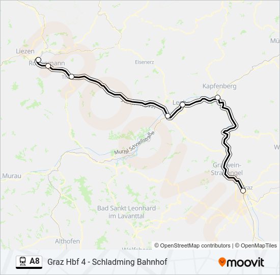 Bahnlinie A8 Karte