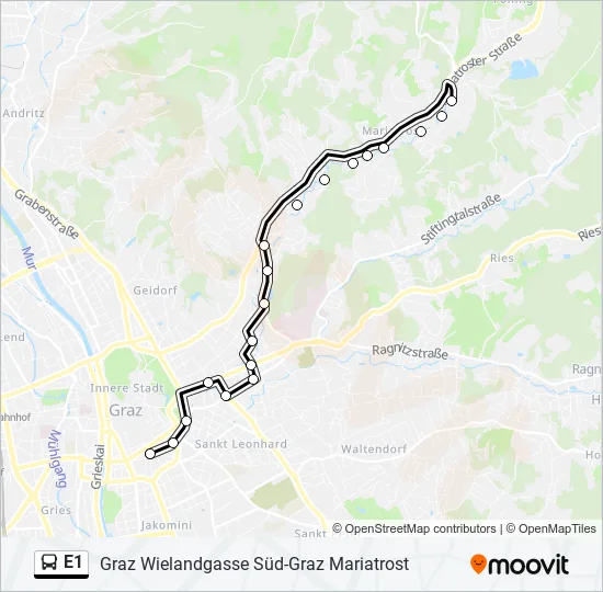E1 Bus Line Map