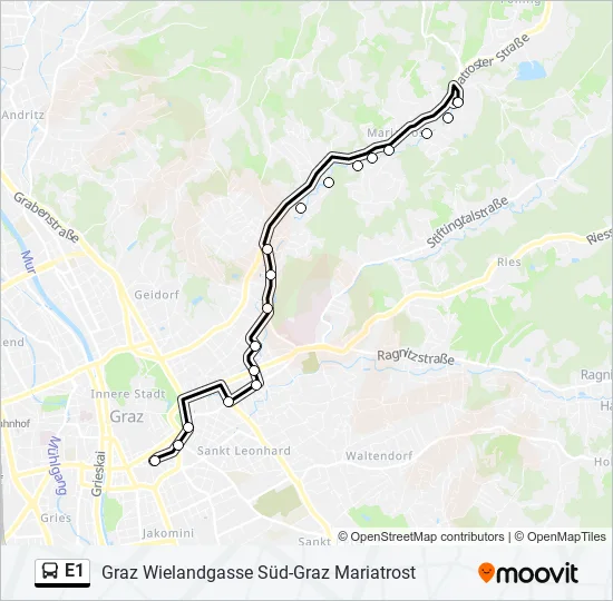 E1 Bus Line Map