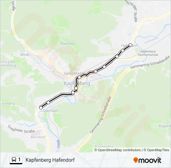 1 Bus Line Map