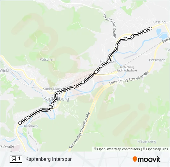 1 Bus Line Map