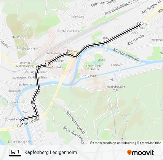 1 Bus Line Map