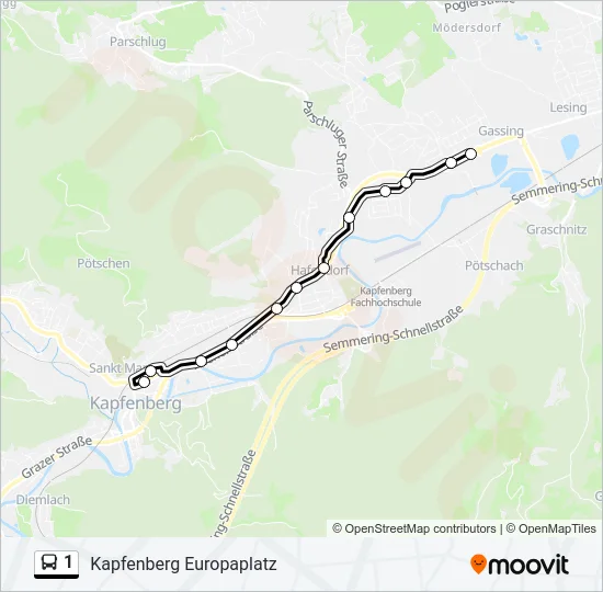1 Bus Line Map