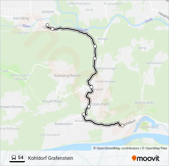 54 Bus Line Map