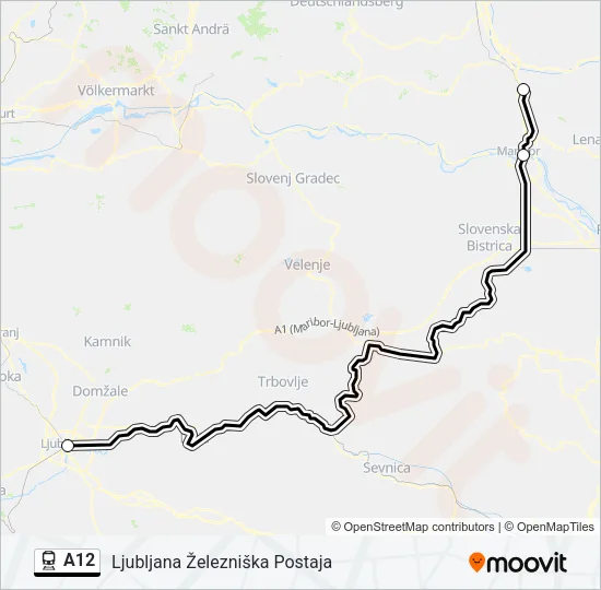A12 Train Line Map