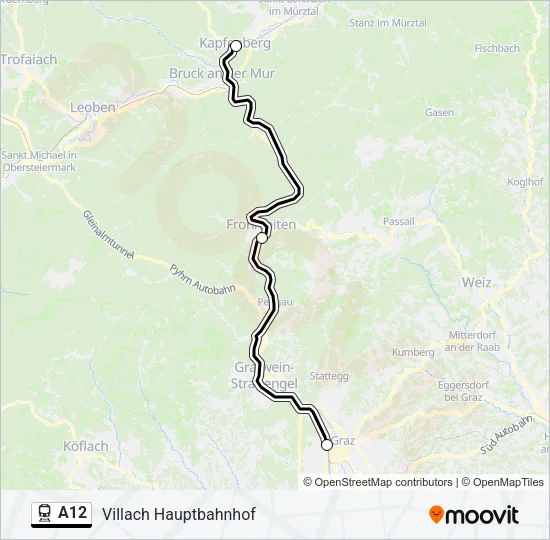 A12 Train Line Map