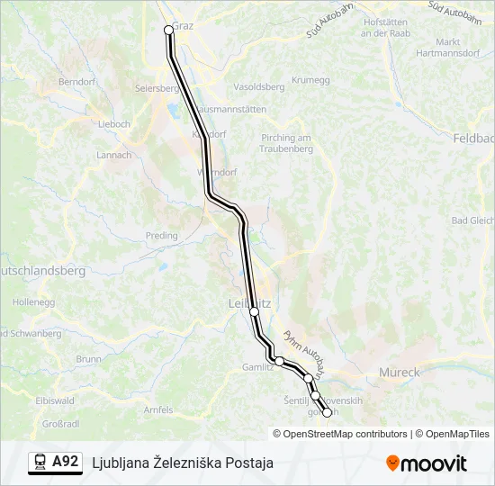 A92 Train Line Map