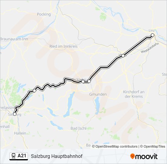 Bahnlinie A21 Karte