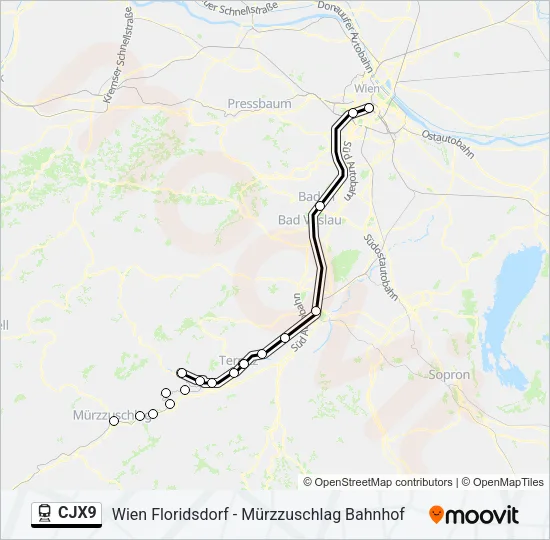 CJX9 Train Line Map