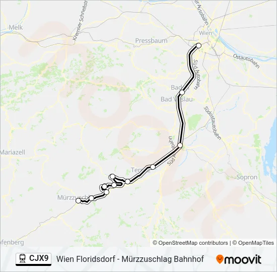 CJX9 Train Line Map
