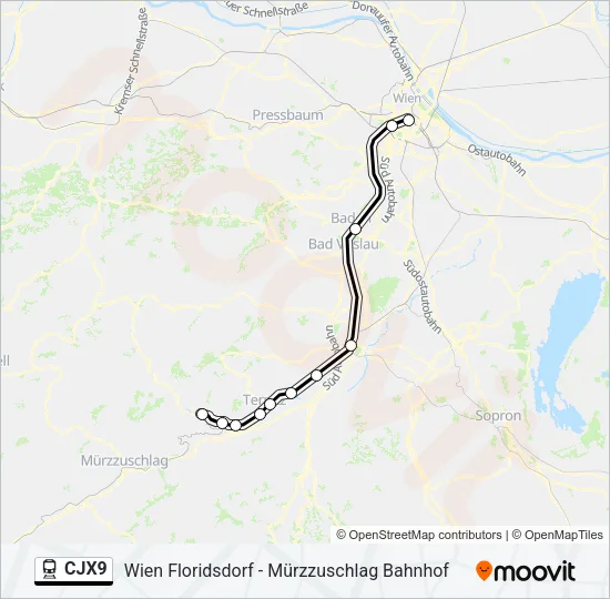 CJX9 Train Line Map