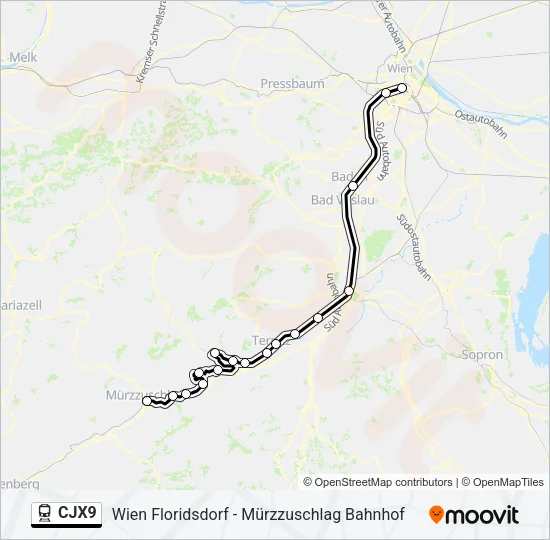 CJX9 Train Line Map
