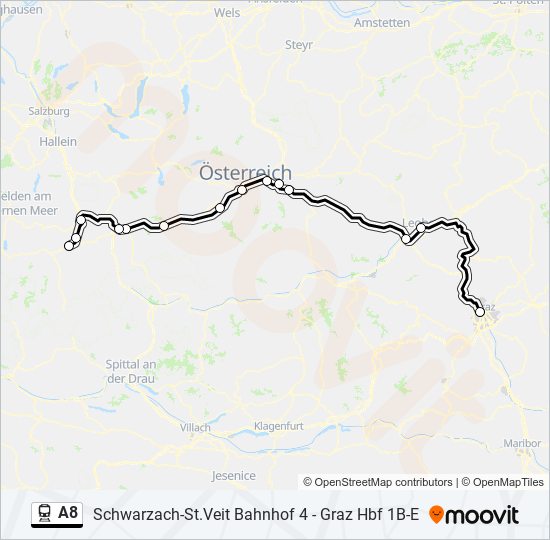 Bahnlinie A8 Karte