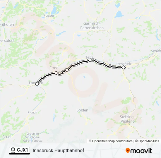 CJX1 Train Line Map