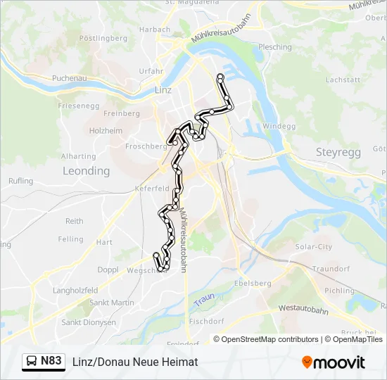 N83 Bus Line Map