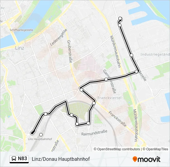 N83 Bus Line Map