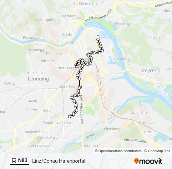 N83 Bus Line Map