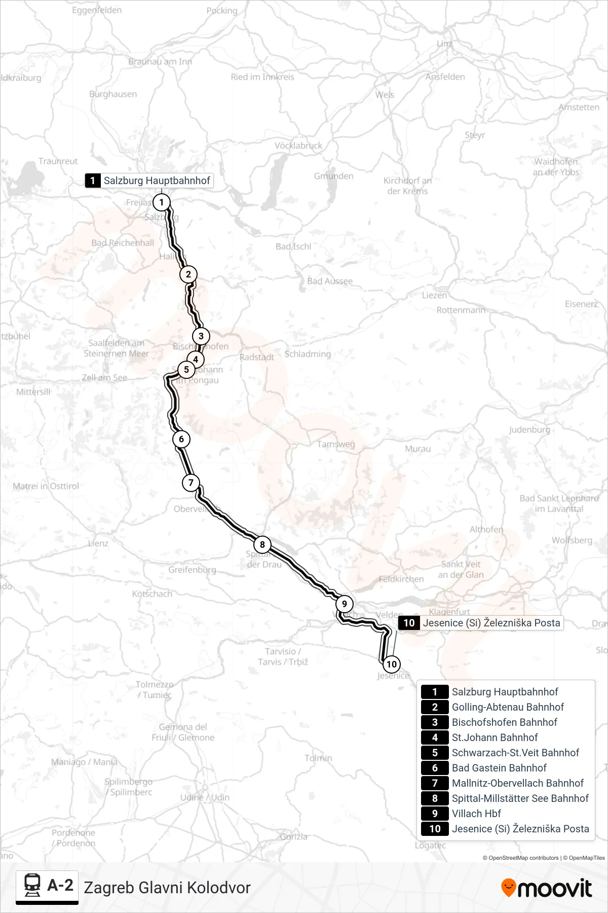 Linie A-2 (Tram) Richtung Zagreb Glavni Kolodvor: Route und Haltestellen auf der Karte