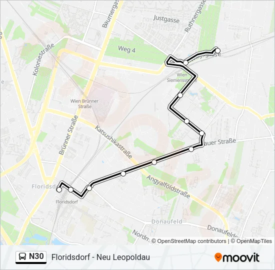 N30 Bus Line Map