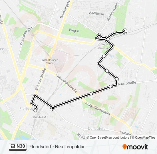 N30 Bus Line Map