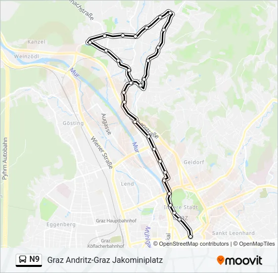 N9 Bus Line Map