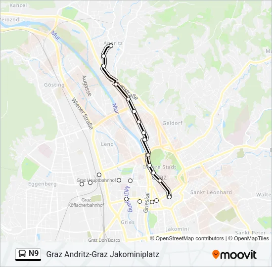 N9 Bus Line Map