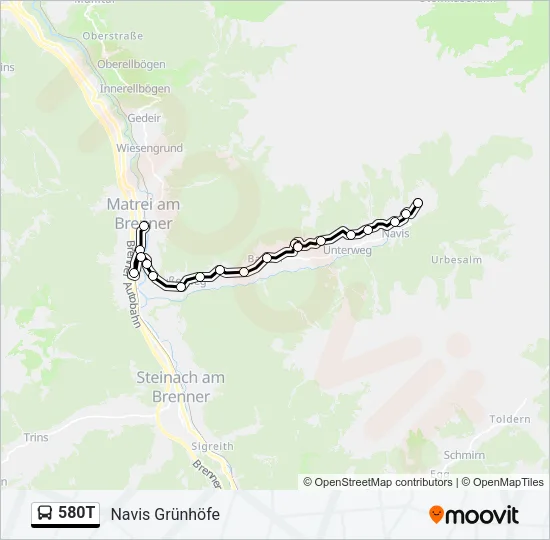 580T Bus Line Map