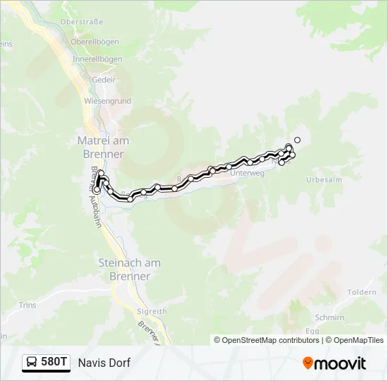 580T Bus Line Map