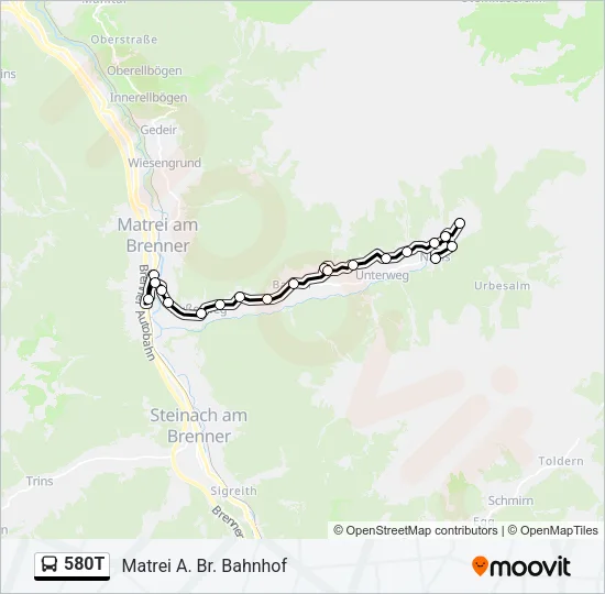 580T Bus Line Map
