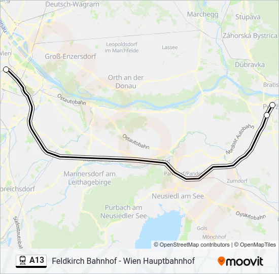 A13 Train Line Map