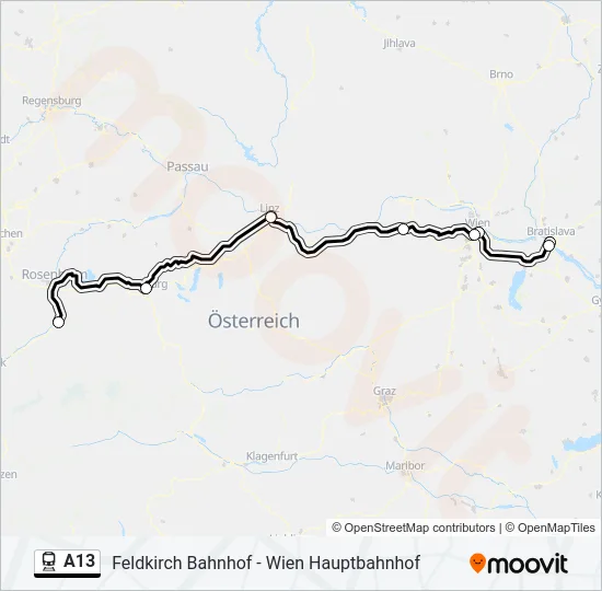 A13 Train Line Map