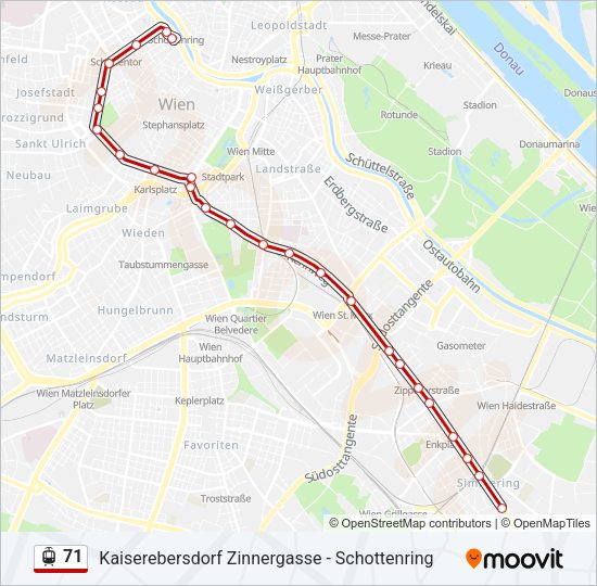Straßenbahnlinie 71 Karte
