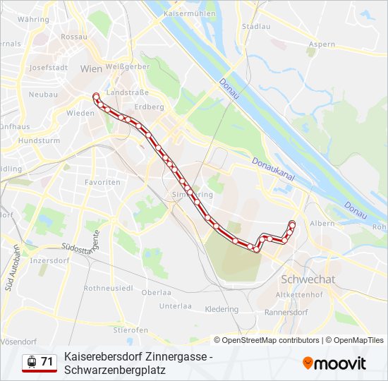 Straßenbahnlinie 71 Karte