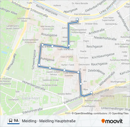 9A Bus Line Map