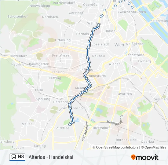 N8 Bus Line Map