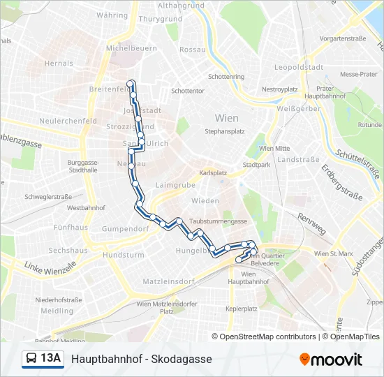 13A Bus Line Map