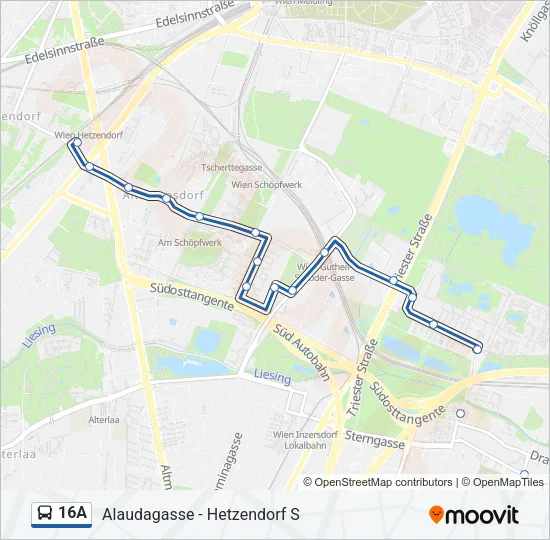 16A Bus Line Map