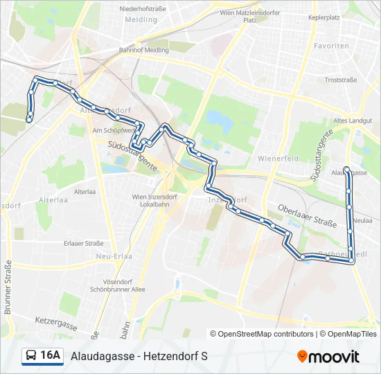 16A Bus Line Map