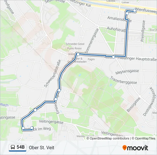 54B Bus Line Map