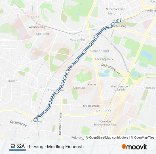 62A Bus Line Map