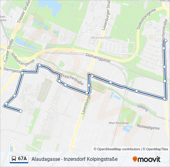 67A bus Line Map