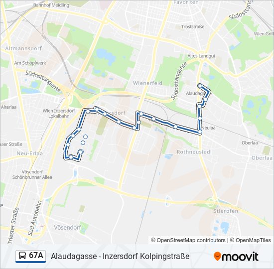 67A bus Line Map