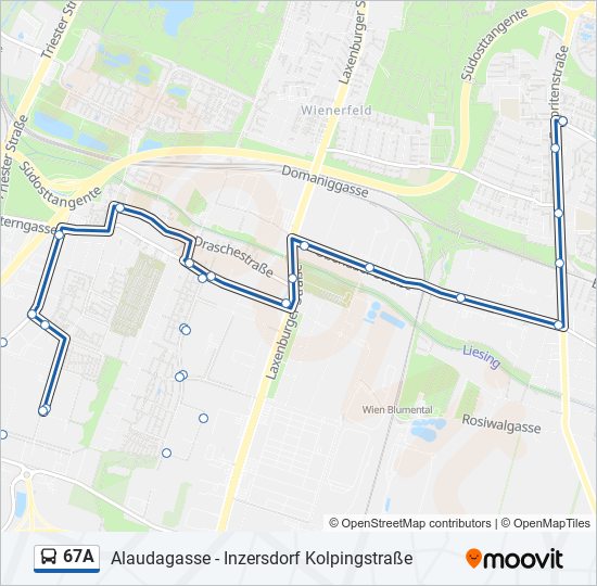 67A bus Line Map