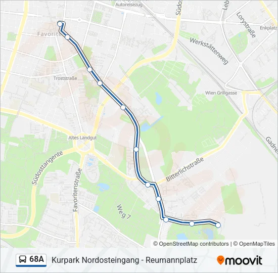 68A Bus Line Map