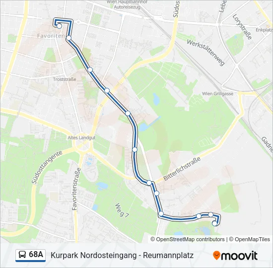 68A Bus Line Map