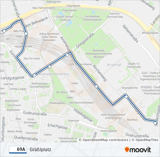 69A bus Line Map