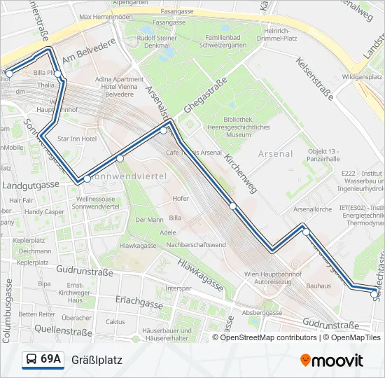 69A Bus Line Map