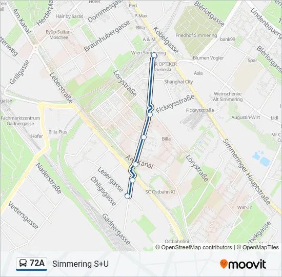 72A Bus Line Map